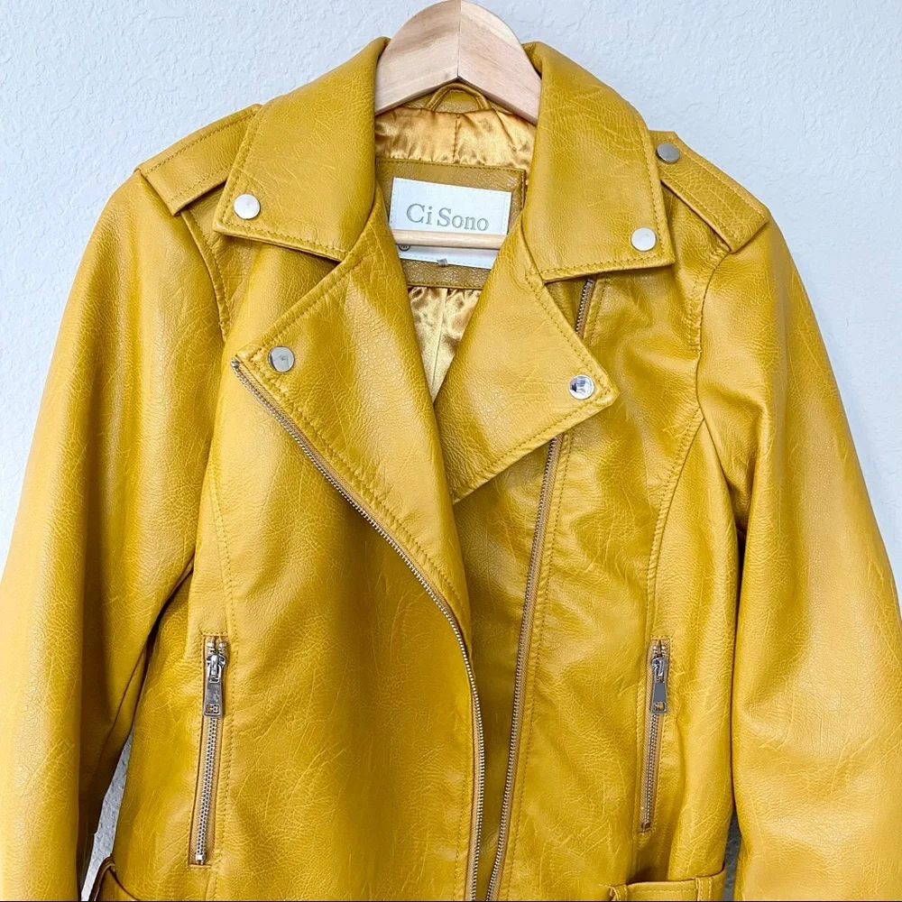 Mustard Faux Leather Jacket - Picture 7 of 9